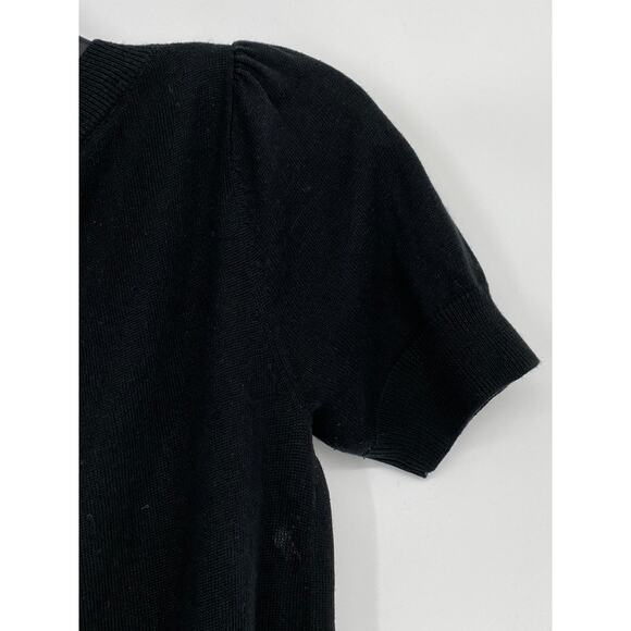 TALULA BABATON Women's Black Solid Knit With Cashmere Short Sleeve Top SZ S - Picture 4 of 11
